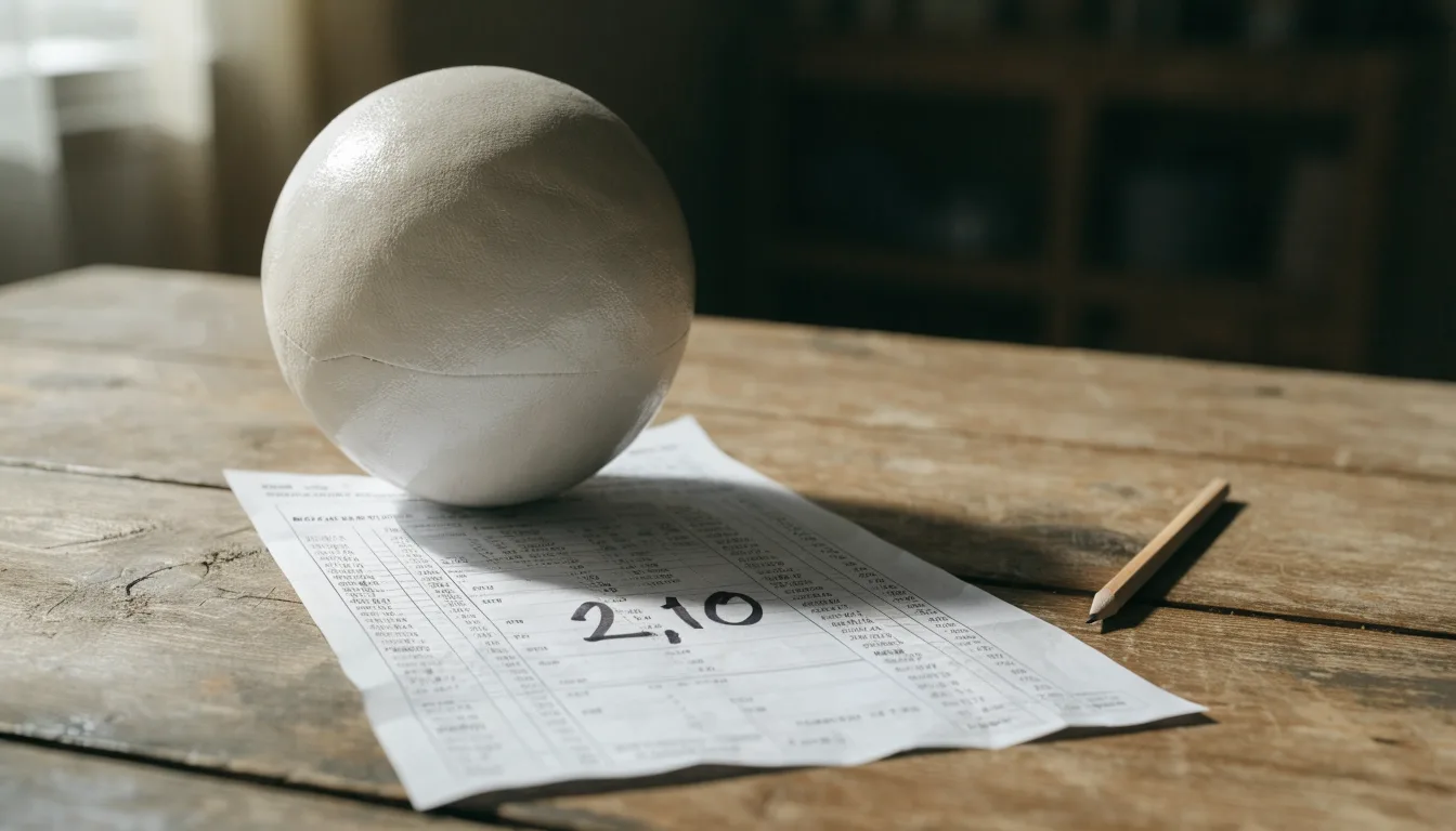 Un pallone da calcio appoggiato su una schedina bianca su un tavolo di legno, alla luce del giorno