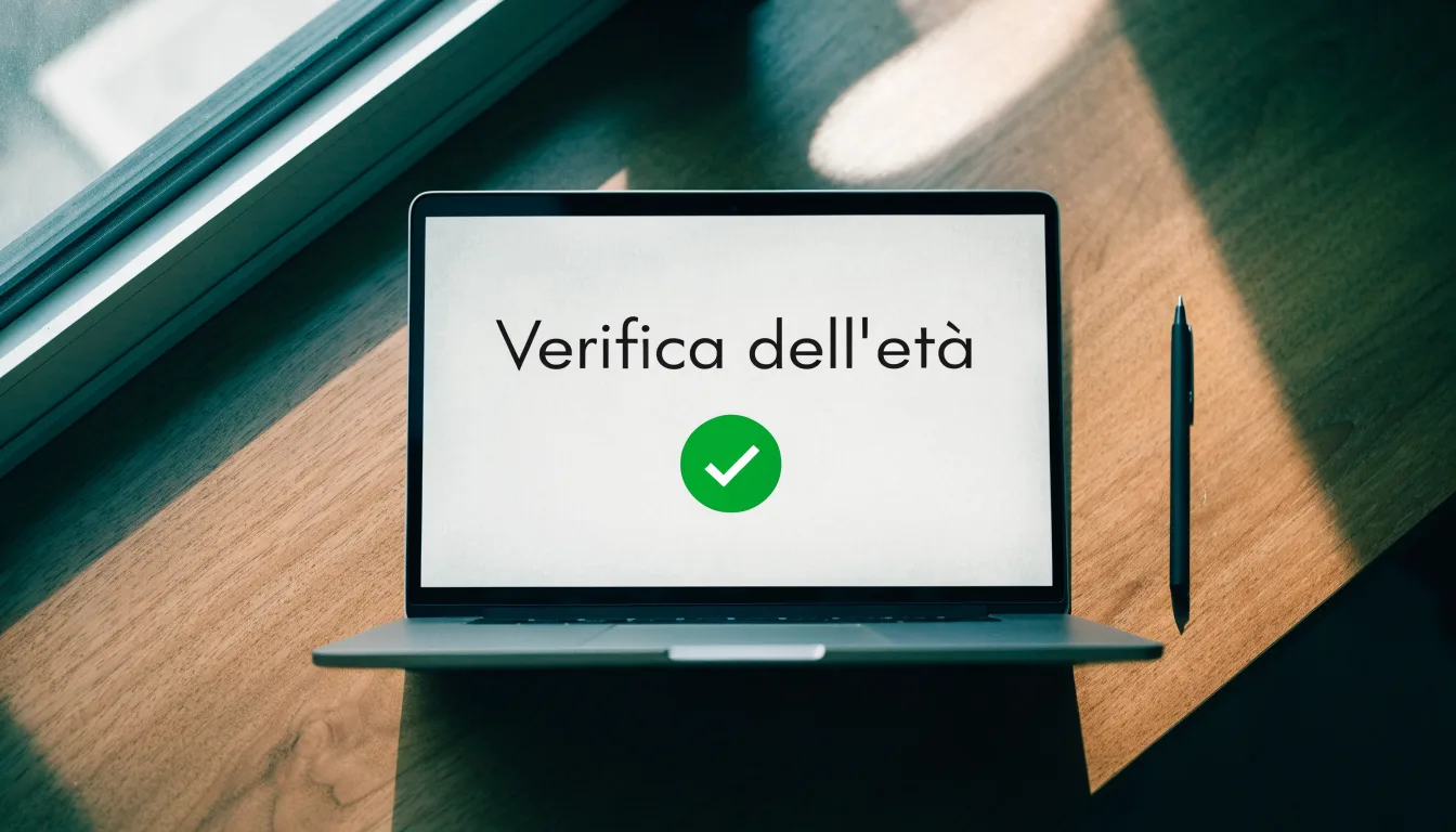 Un foglio di concessione in carta con un timbro rosso, appoggiato su una scrivania di legno accanto a una penna